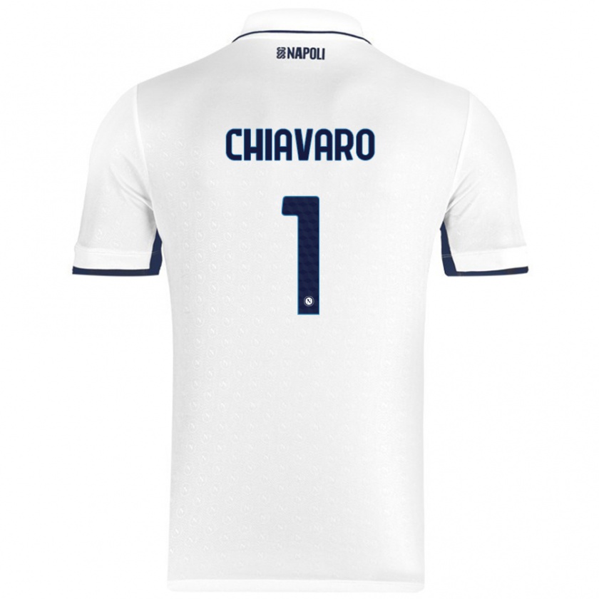 Kandiny Niño Camiseta Kelly Chiavaro #1 Blanco Azul Real 2ª Equipación 2024/25 La Camisa Chile