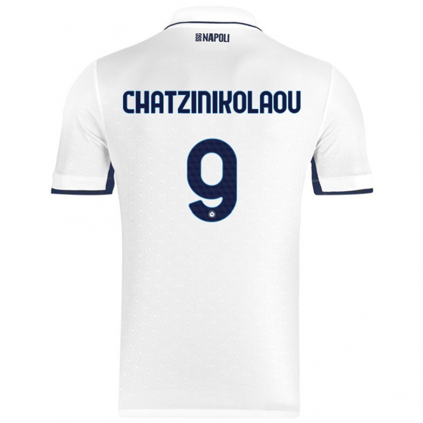 Kandiny Niño Camiseta Despoina Chatzinikolaou #9 Blanco Azul Real 2ª Equipación 2024/25 La Camisa Chile