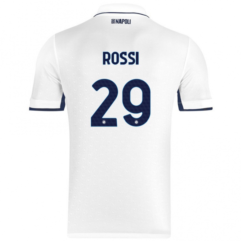 Kandiny Niño Camiseta Francesco Rossi #29 Blanco Azul Real 2ª Equipación 2024/25 La Camisa Chile