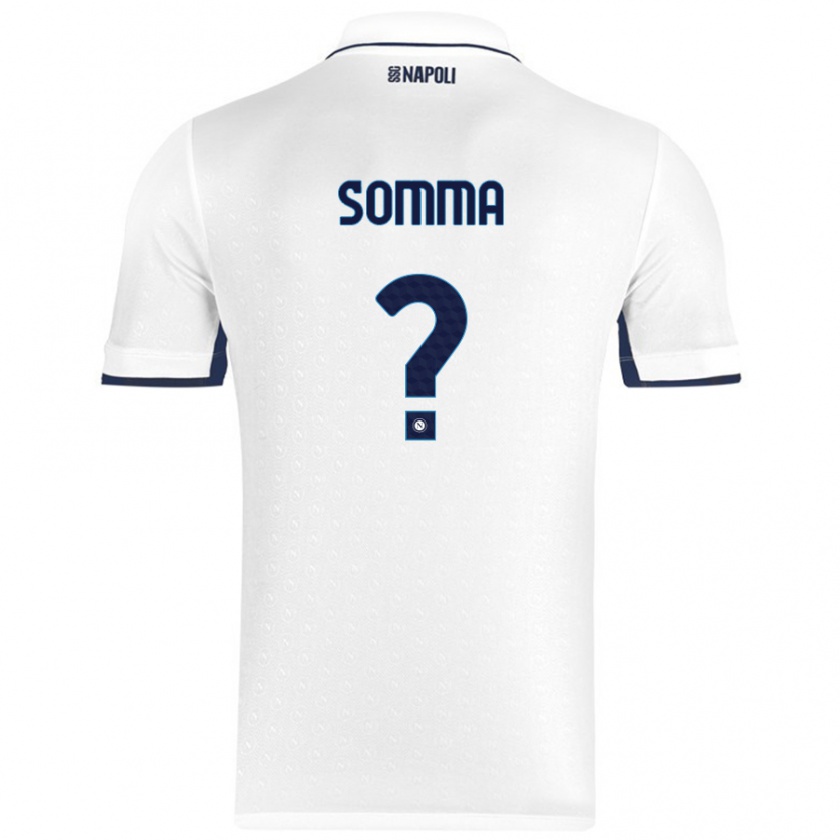 Kandiny Niño Camiseta Francesco Somma #0 Blanco Azul Real 2ª Equipación 2024/25 La Camisa Chile