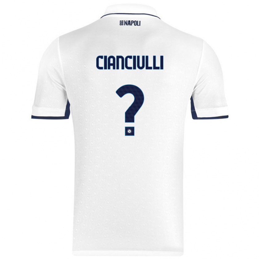 Kandiny Niño Camiseta Antonio Cianciulli #0 Blanco Azul Real 2ª Equipación 2024/25 La Camisa Chile