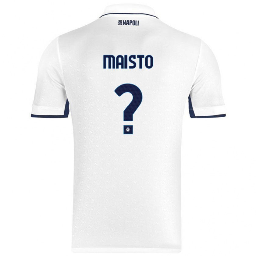 Kandiny Niño Camiseta Antonio Maisto #0 Blanco Azul Real 2ª Equipación 2024/25 La Camisa Chile