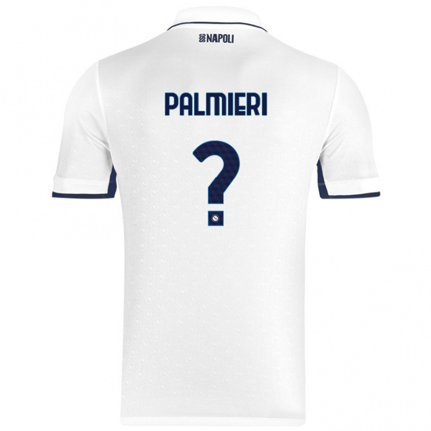 Kandiny Niño Camiseta Ciro Palmieri #0 Blanco Azul Real 2ª Equipación 2024/25 La Camisa Chile