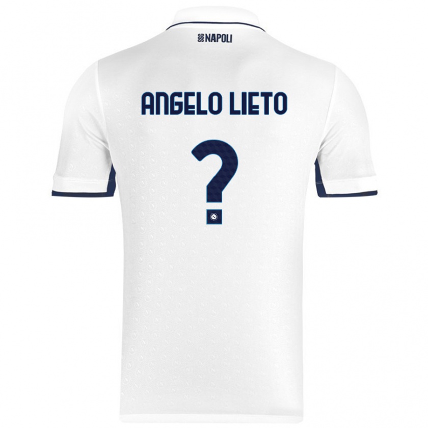 Kandiny Niño Camiseta Angelo Lieto #0 Blanco Azul Real 2ª Equipación 2024/25 La Camisa Chile