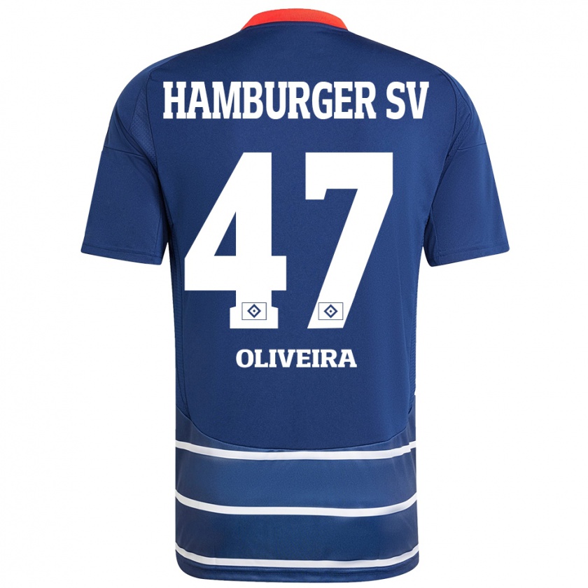 Kandiny Niño Camiseta Nicolas Oliveira #47 Azul Oscuro 2ª Equipación 2024/25 La Camisa Chile