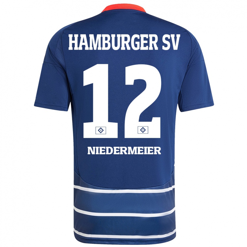 Kandiny Niño Camiseta Philipp Niedermeier #12 Azul Oscuro 2ª Equipación 2024/25 La Camisa Chile