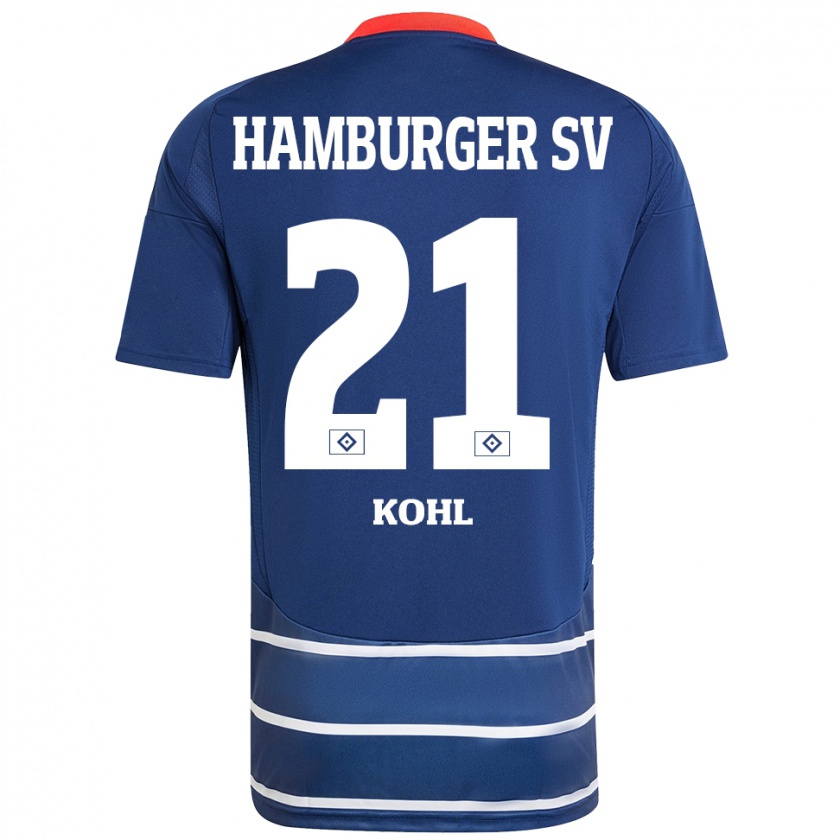 Kandiny Niño Camiseta Ohene Köhl #21 Azul Oscuro 2ª Equipación 2024/25 La Camisa Chile