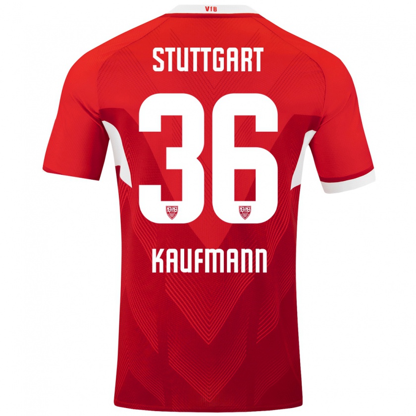 Kandiny Niño Camiseta Tino Kaufmann #36 Rojo Blanco 2ª Equipación 2024/25 La Camisa Chile