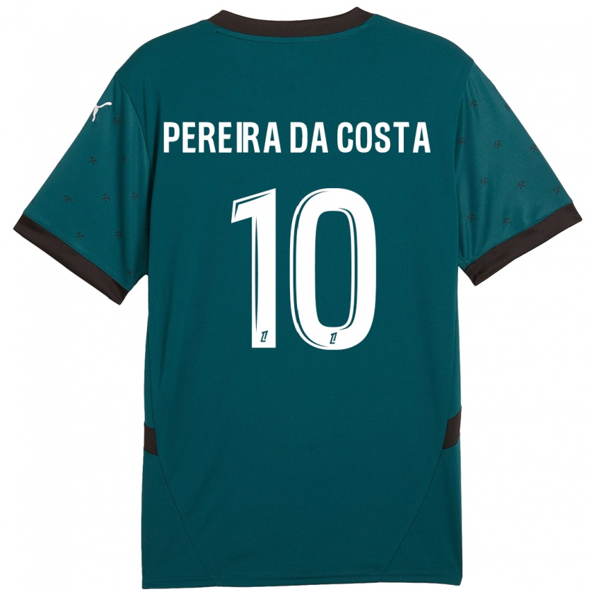 Kandiny Niño Camiseta David Pereira Da Costa #10 Verde Oscuro 2ª Equipación 2024/25 La Camisa Chile