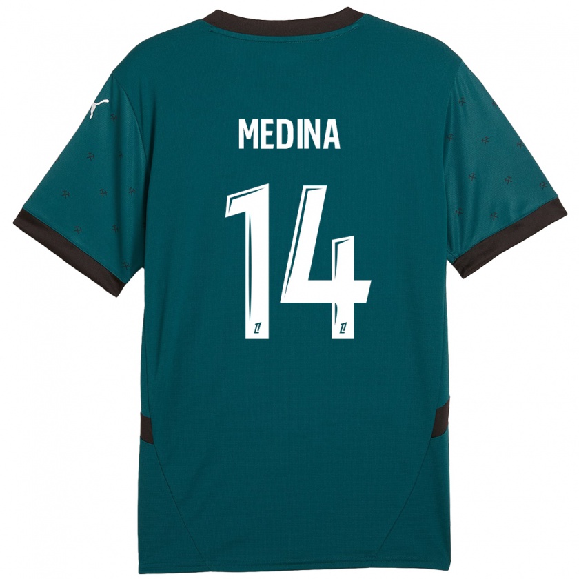 Kandiny Niño Camiseta Facundo Medina #14 Verde Oscuro 2ª Equipación 2024/25 La Camisa Chile