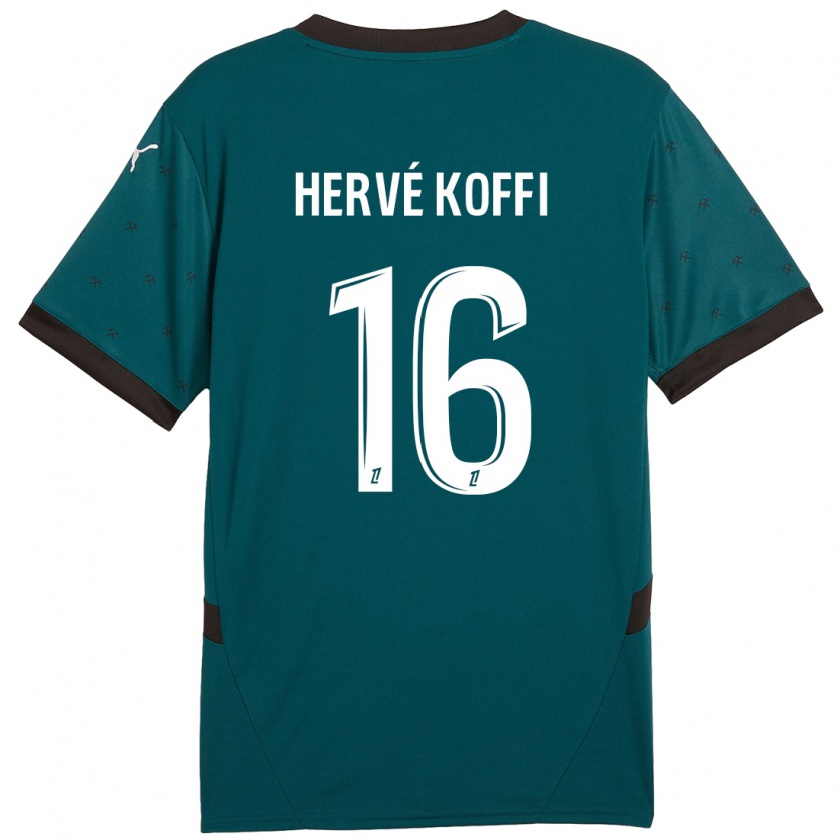 Kandiny Niño Camiseta Hervé Koffi #16 Verde Oscuro 2ª Equipación 2024/25 La Camisa Chile