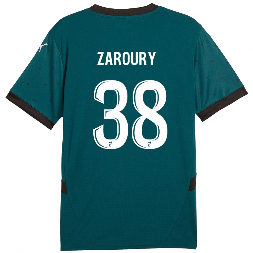 Kandiny Niño Camiseta Anass Zaroury #38 Verde Oscuro 2ª Equipación 2024/25 La Camisa Chile