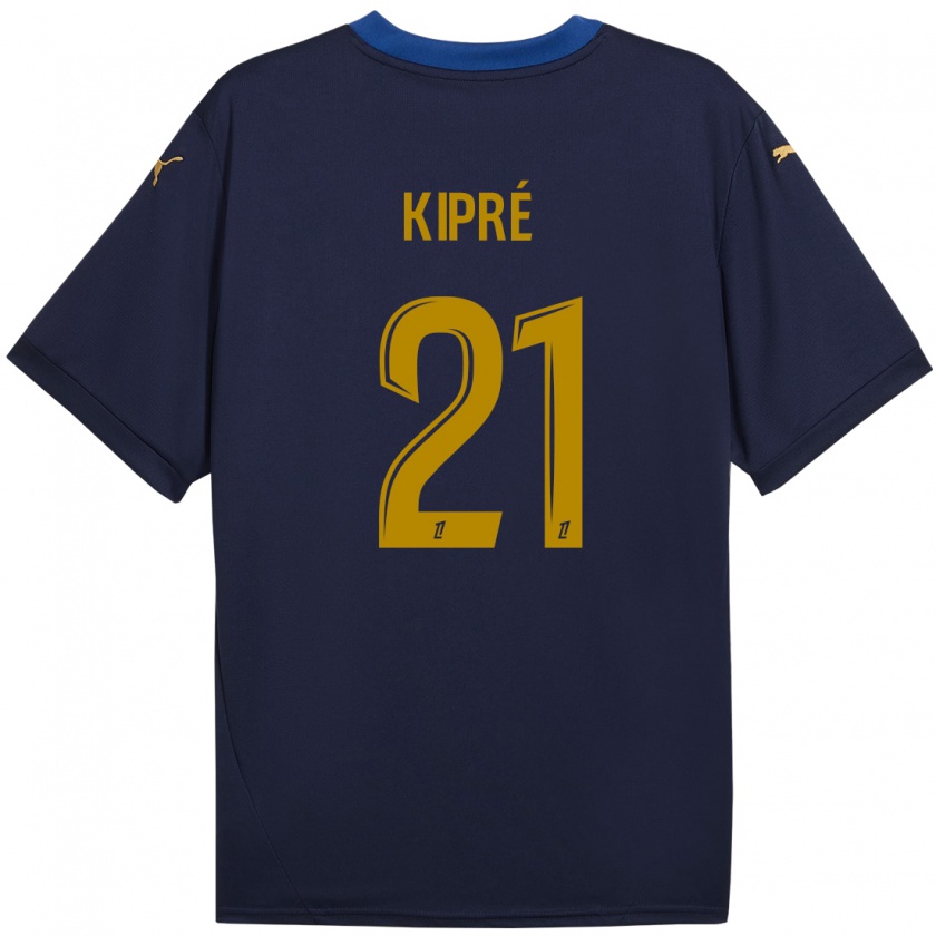 Kandiny Niño Camiseta Cédric Kipré #21 Azul Marino Dorado 2ª Equipación 2024/25 La Camisa Chile