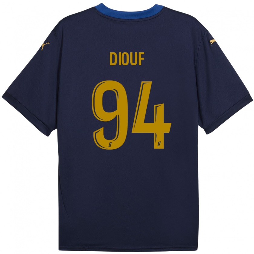 Kandiny Niño Camiseta Yehvann Diouf #94 Azul Marino Dorado 2ª Equipación 2024/25 La Camisa Chile