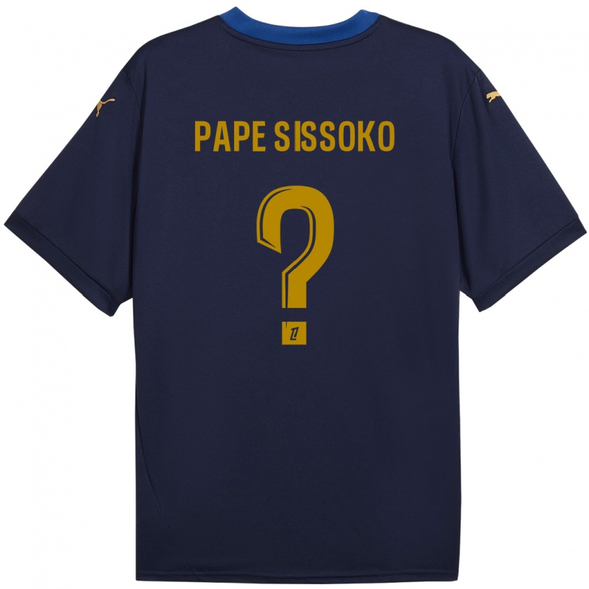 Kandiny Niño Camiseta Niama Pape Sissoko #0 Azul Marino Dorado 2ª Equipación 2024/25 La Camisa Chile