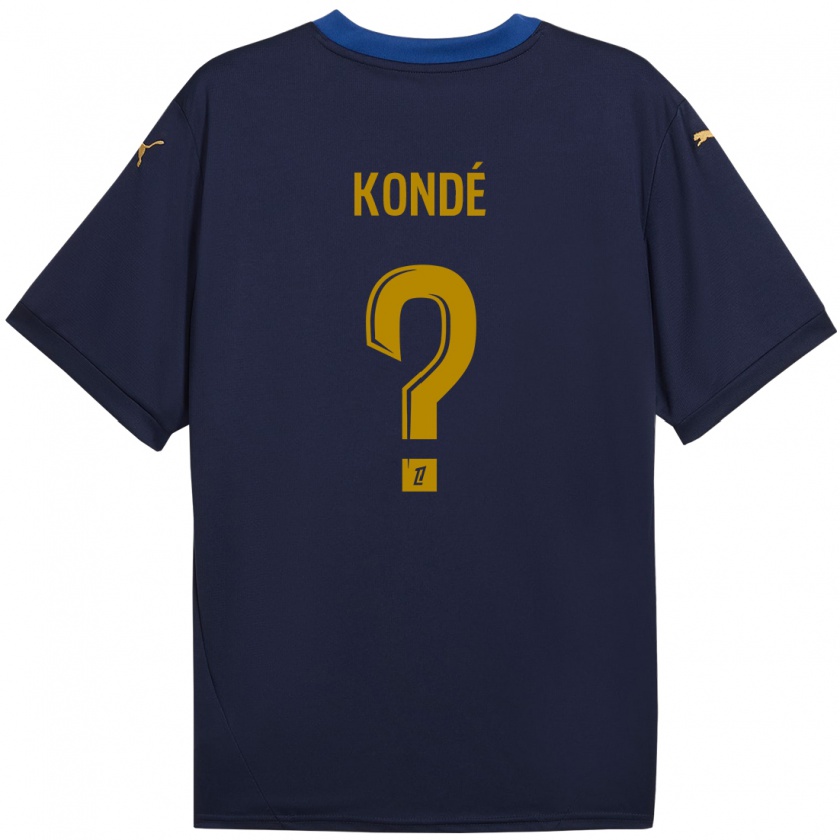 Kandiny Niño Camiseta Jean-Charles Kondé #0 Azul Marino Dorado 2ª Equipación 2024/25 La Camisa Chile