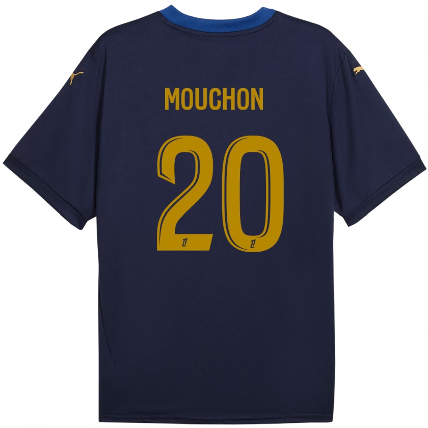 Kandiny Niño Camiseta Noémie Mouchon #20 Azul Marino Dorado 2ª Equipación 2024/25 La Camisa Chile