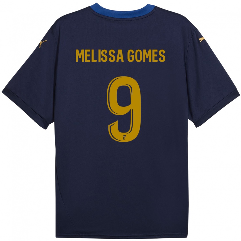 Kandiny Niño Camiseta Melissa Ferreira Gomes #9 Azul Marino Dorado 2ª Equipación 2024/25 La Camisa Chile