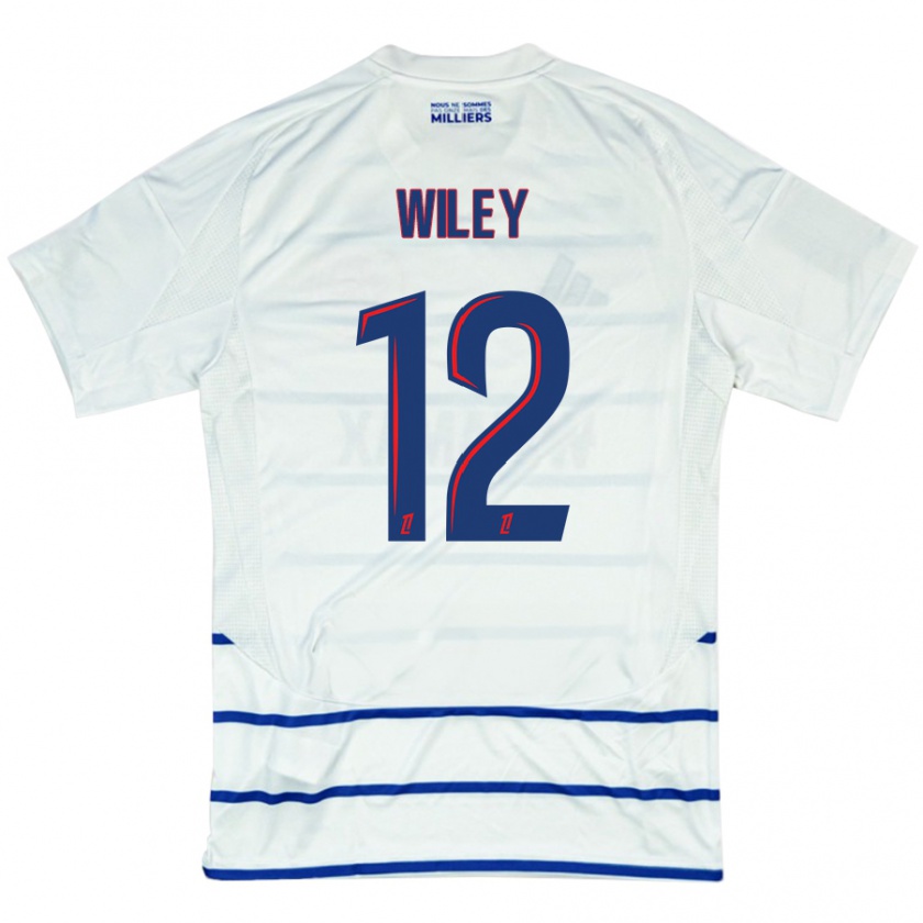 Kandiny Niño Camiseta Caleb Wiley #12 Blanco Azul 2ª Equipación 2024/25 La Camisa Chile