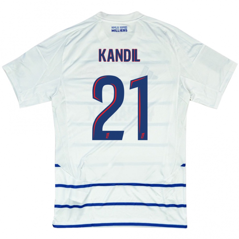 Kandiny Niño Camiseta Nordine Kandil #21 Blanco Azul 2ª Equipación 2024/25 La Camisa Chile