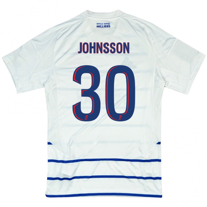 Kandiny Niño Camiseta Karl-Johan Johnsson #30 Blanco Azul 2ª Equipación 2024/25 La Camisa Chile