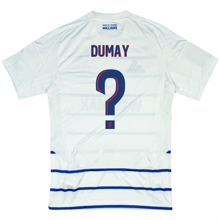 Kandiny Niño Camiseta Yoann Dumay #0 Blanco Azul 2ª Equipación 2024/25 La Camisa Chile