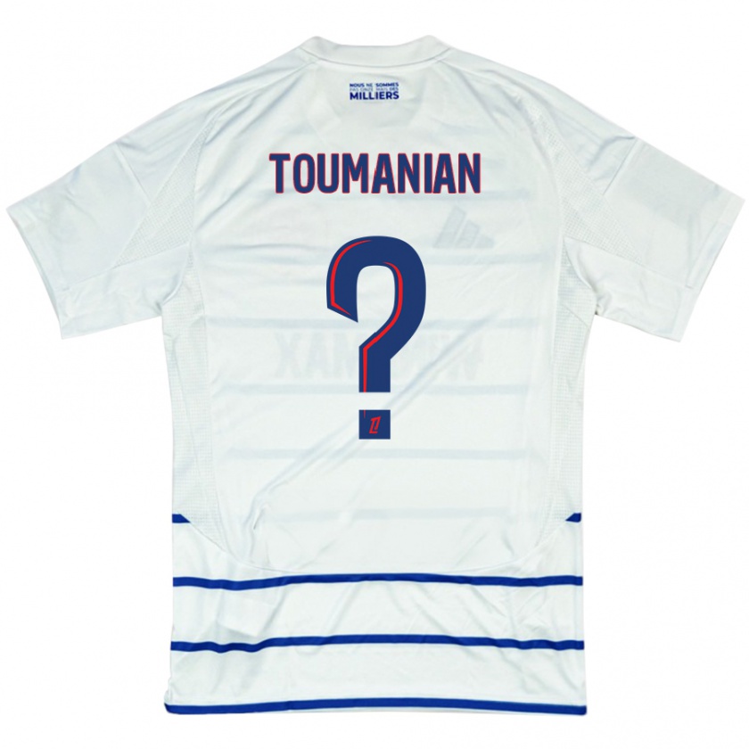 Kandiny Niño Camiseta Anthony Toumanian #0 Blanco Azul 2ª Equipación 2024/25 La Camisa Chile