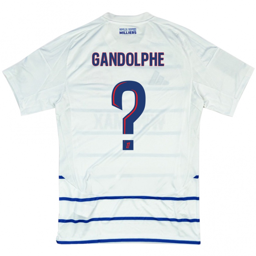 Kandiny Niño Camiseta Adrien Gandolphe #0 Blanco Azul 2ª Equipación 2024/25 La Camisa Chile