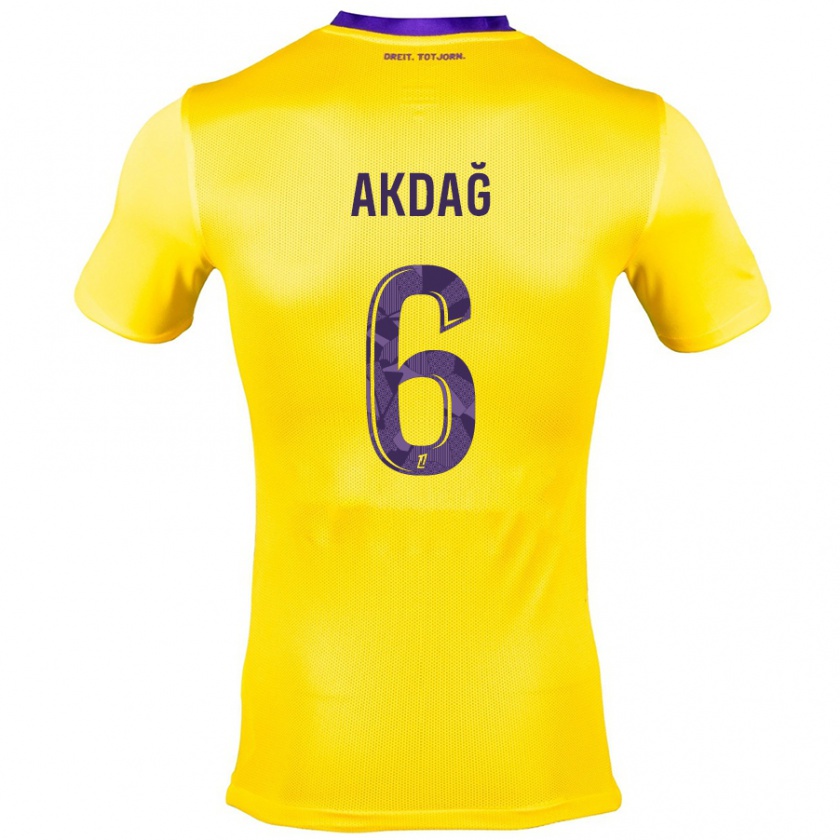 Kandiny Niño Camiseta Ümit Akdağ #6 Amarillo Morado 2ª Equipación 2024/25 La Camisa Chile