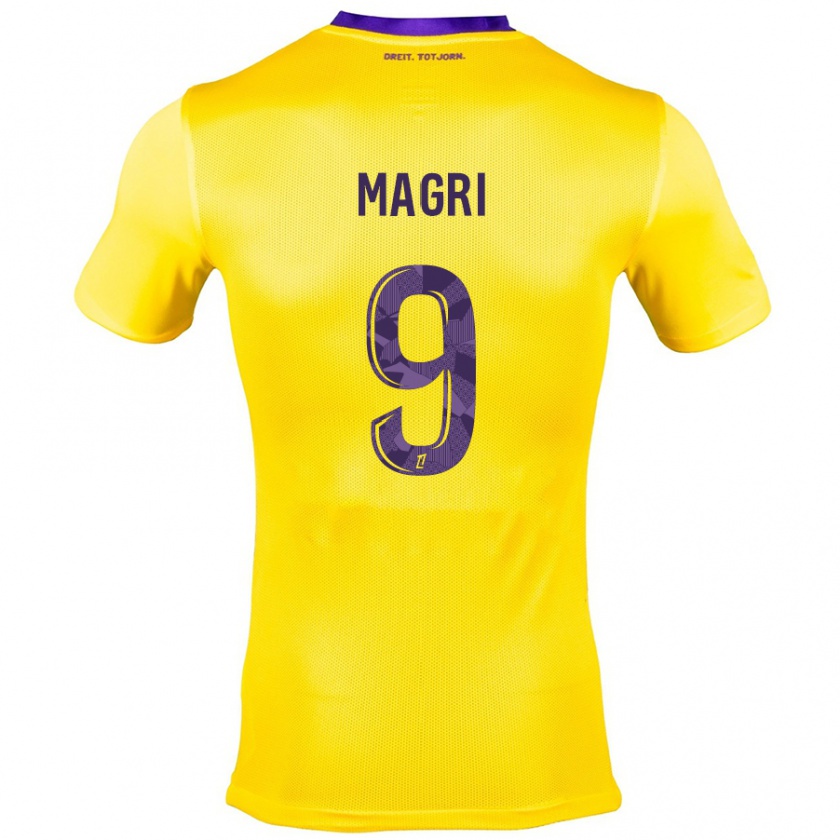 Kandiny Niño Camiseta Frank Magri #9 Amarillo Morado 2ª Equipación 2024/25 La Camisa Chile