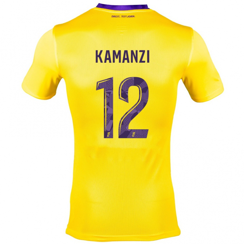 Kandiny Niño Camiseta Warren Kamanzi #12 Amarillo Morado 2ª Equipación 2024/25 La Camisa Chile