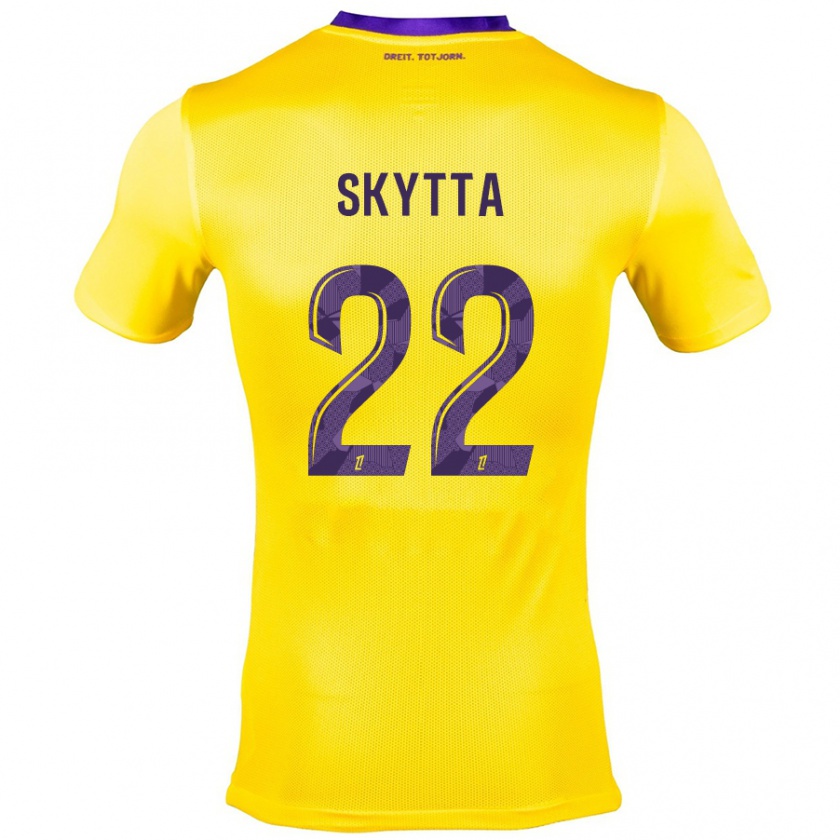 Kandiny Niño Camiseta Naatan Skyttä #22 Amarillo Morado 2ª Equipación 2024/25 La Camisa Chile