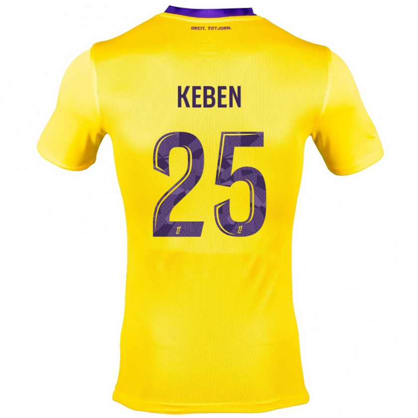 Kandiny Niño Camiseta Kévin Keben #25 Amarillo Morado 2ª Equipación 2024/25 La Camisa Chile