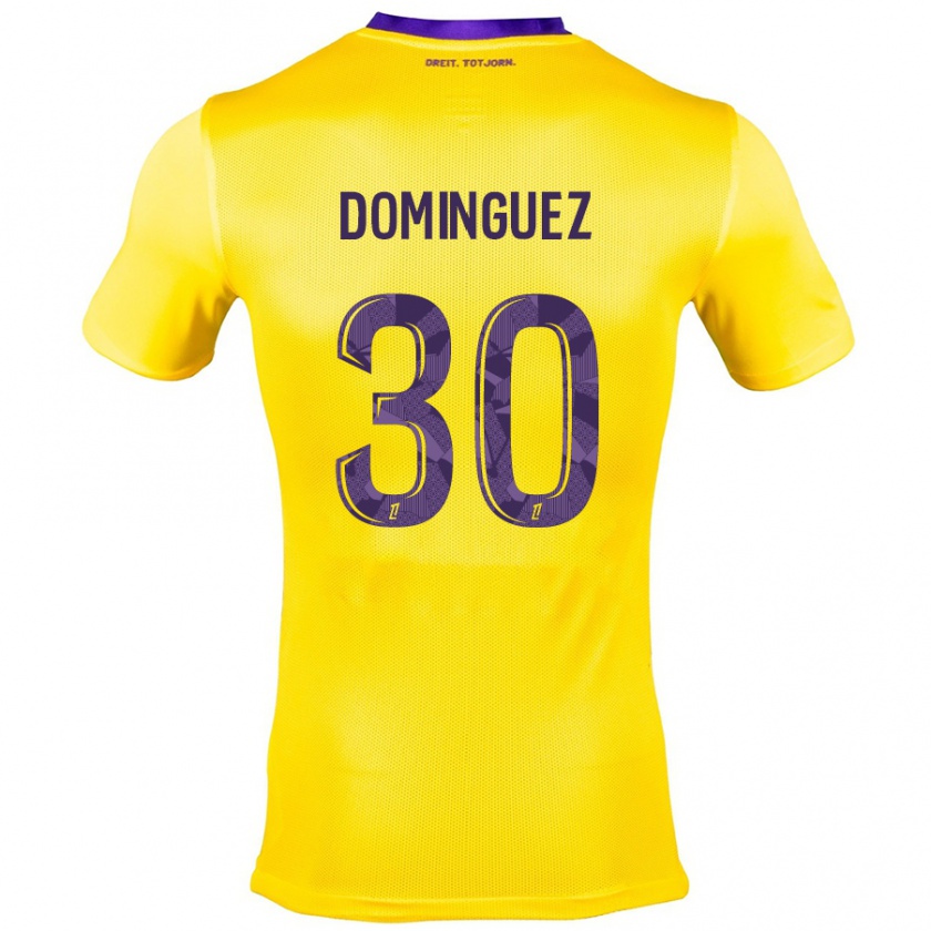 Kandiny Niño Camiseta Álex Domínguez #30 Amarillo Morado 2ª Equipación 2024/25 La Camisa Chile