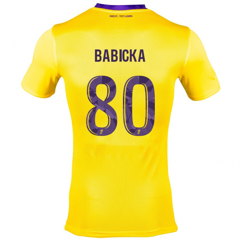 Kandiny Niño Camiseta Shavy Babicka #80 Amarillo Morado 2ª Equipación 2024/25 La Camisa Chile