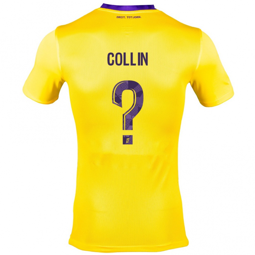 Kandiny Niño Camiseta Théo Collin #0 Amarillo Morado 2ª Equipación 2024/25 La Camisa Chile