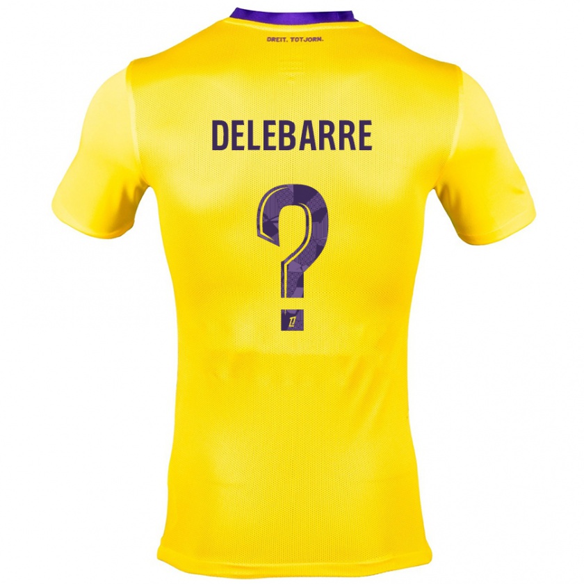 Kandiny Niño Camiseta Mathis Delebarre #0 Amarillo Morado 2ª Equipación 2024/25 La Camisa Chile