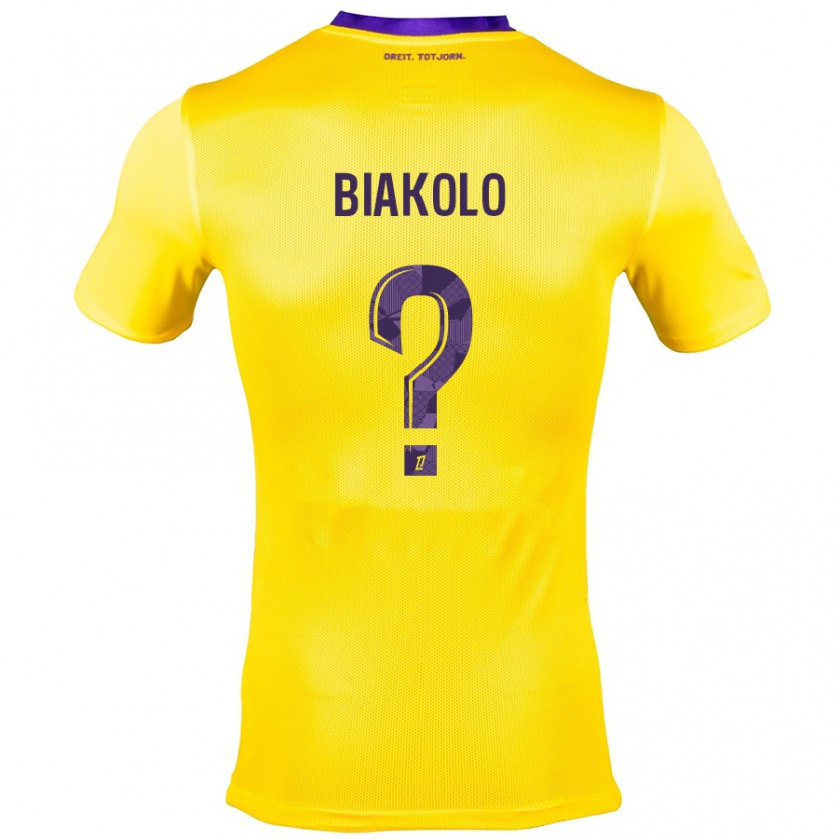 Kandiny Niño Camiseta Tony Biakolo #0 Amarillo Morado 2ª Equipación 2024/25 La Camisa Chile