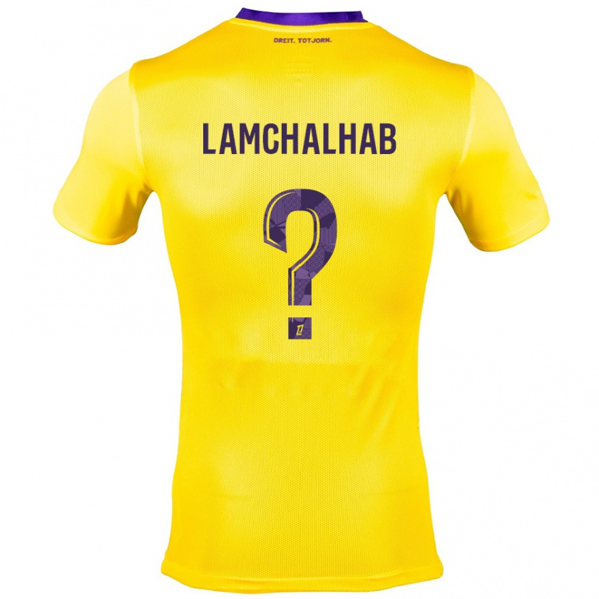 Kandiny Niño Camiseta Merwan Lamchalhab #0 Amarillo Morado 2ª Equipación 2024/25 La Camisa Chile