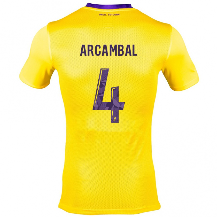 Kandiny Niño Camiseta Anais Arcambal #4 Amarillo Morado 2ª Equipación 2024/25 La Camisa Chile