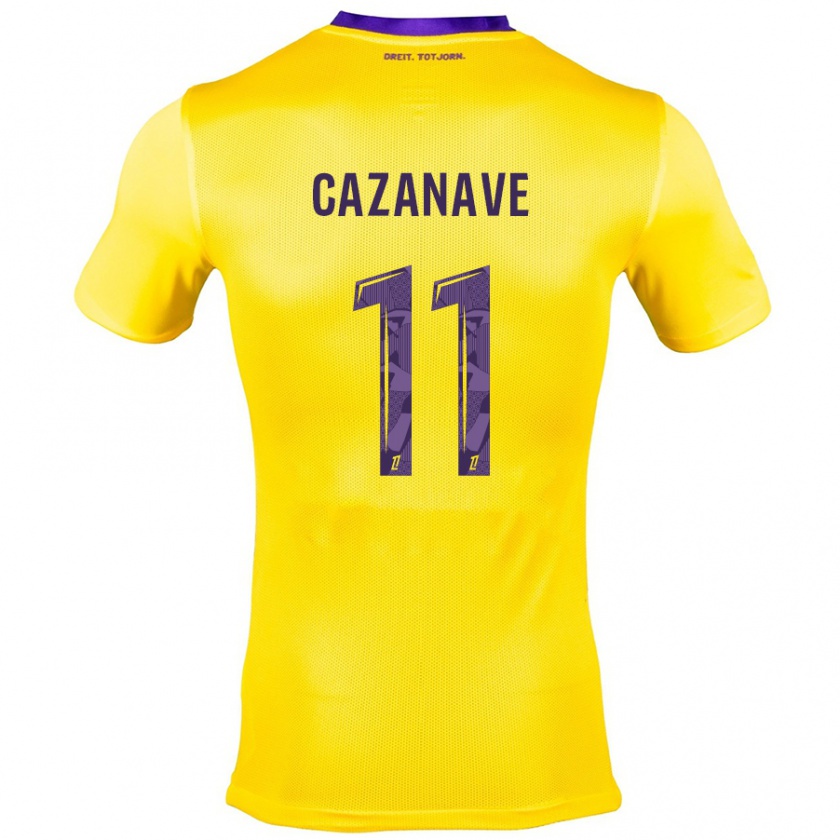 Kandiny Niño Camiseta Julie Cazanave #11 Amarillo Morado 2ª Equipación 2024/25 La Camisa Chile