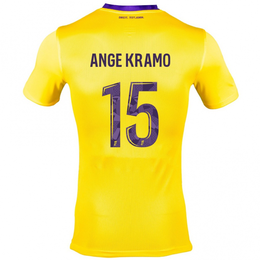 Kandiny Niño Camiseta Marie Ange Kramo #15 Amarillo Morado 2ª Equipación 2024/25 La Camisa Chile