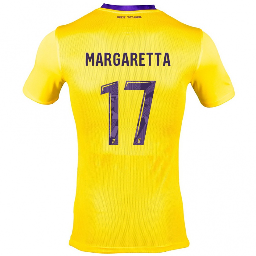 Kandiny Niño Camiseta Jessica Margaretta #17 Amarillo Morado 2ª Equipación 2024/25 La Camisa Chile