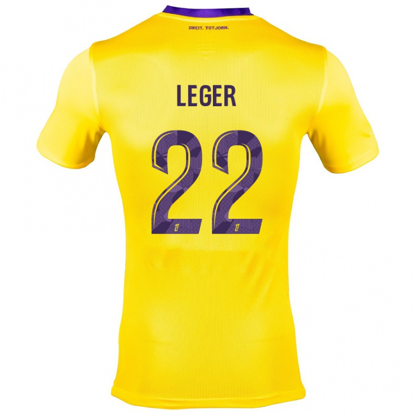 Kandiny Niño Camiseta Christelle Léger #22 Amarillo Morado 2ª Equipación 2024/25 La Camisa Chile