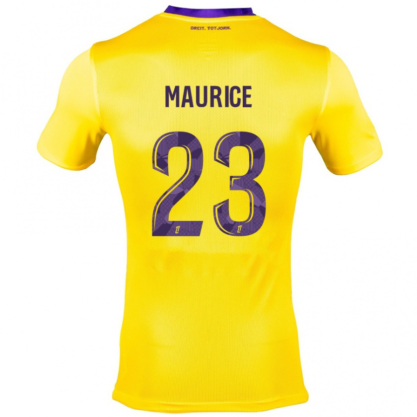 Kandiny Niño Camiseta Sandra Maurice #23 Amarillo Morado 2ª Equipación 2024/25 La Camisa Chile