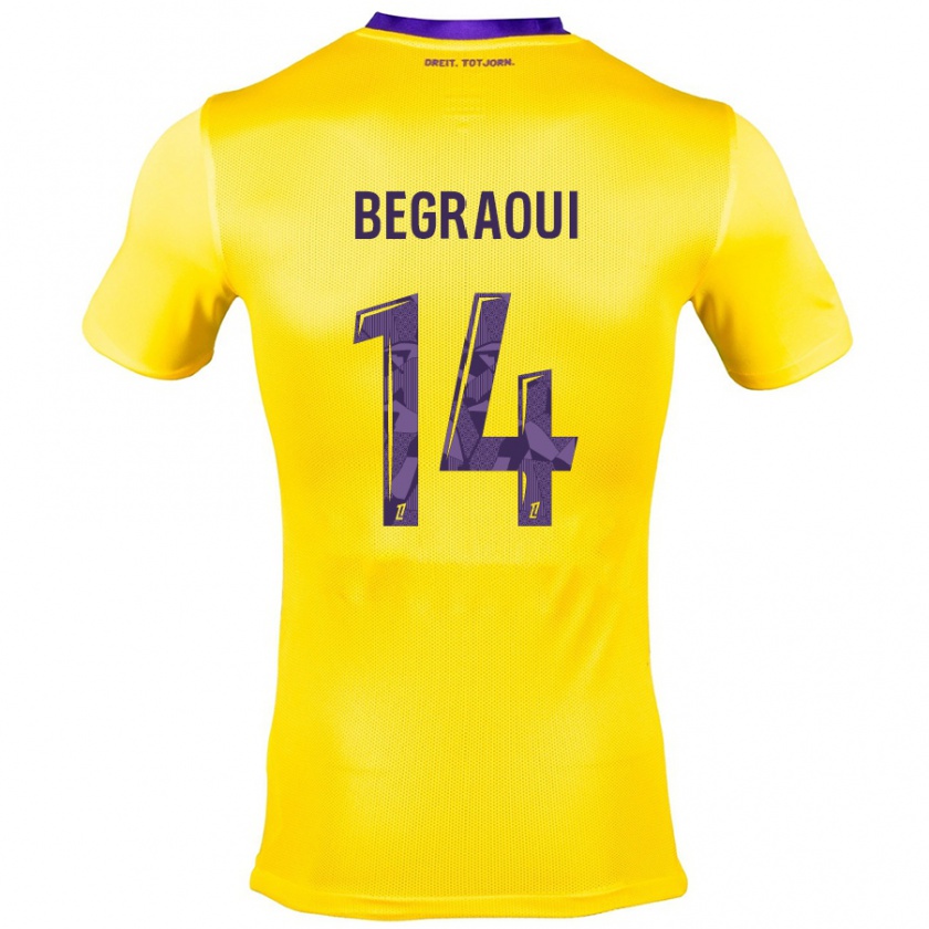 Kandiny Niño Camiseta Yanis Begraoui #14 Amarillo Morado 2ª Equipación 2024/25 La Camisa Chile