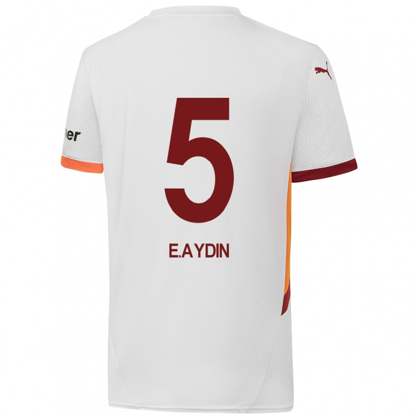 Kandiny Niño Camiseta Eyüp Aydın #5 Blanco Amarillo Rojo 2ª Equipación 2024/25 La Camisa Chile