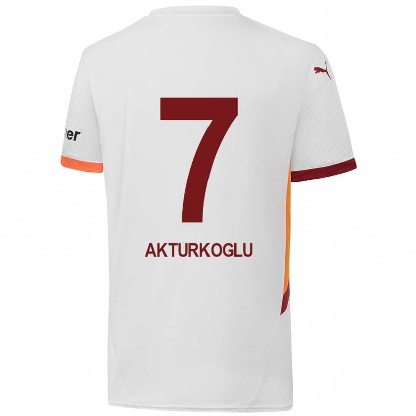 Kandiny Niño Camiseta Kerem Aktürkoğlu #7 Blanco Amarillo Rojo 2ª Equipación 2024/25 La Camisa Chile