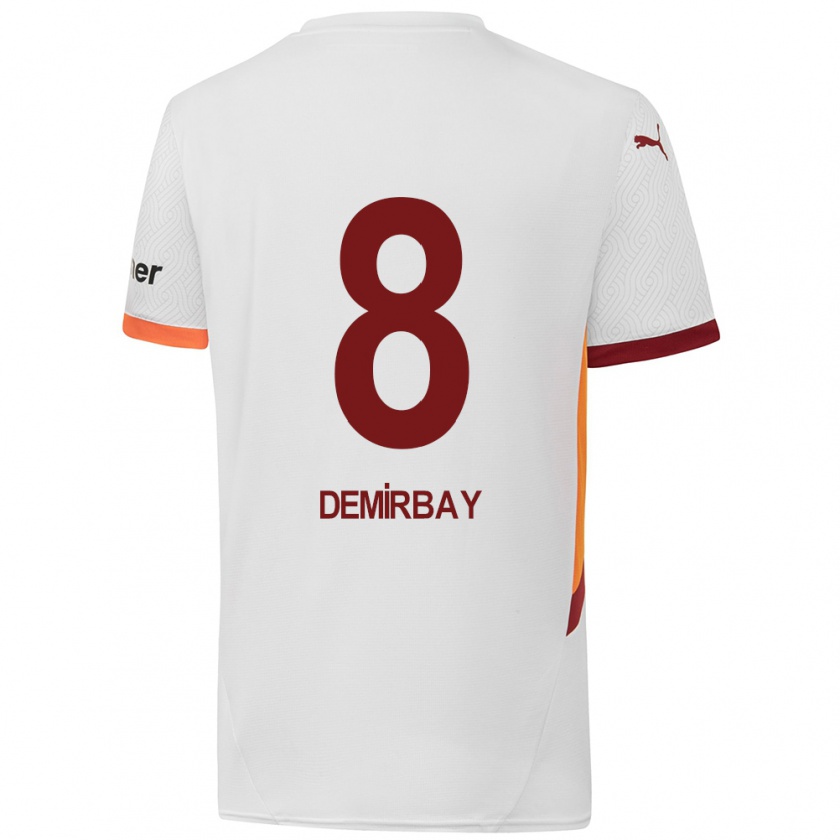 Kandiny Niño Camiseta Kerem Demirbay #8 Blanco Amarillo Rojo 2ª Equipación 2024/25 La Camisa Chile