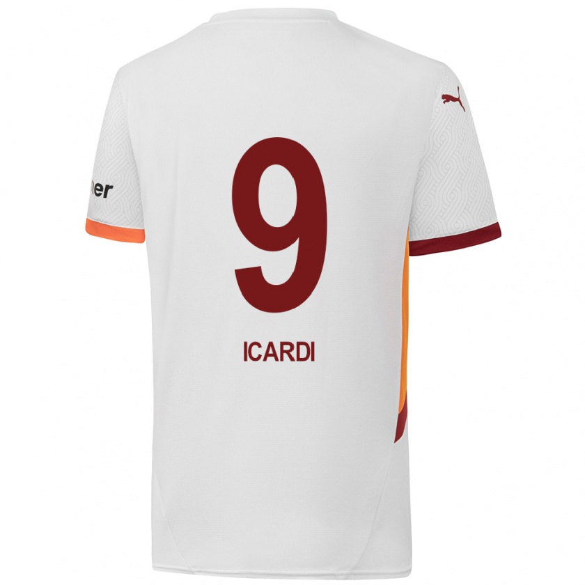 Kandiny Niño Camiseta Mauro Icardi #9 Blanco Amarillo Rojo 2ª Equipación 2024/25 La Camisa Chile